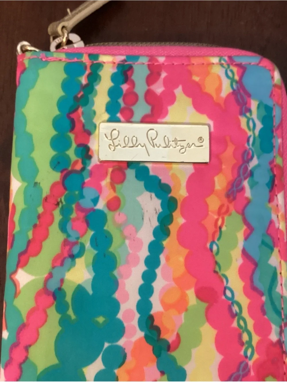 2 Lilly Pulitzer Neon Floral & Abstract Zip Wallet Duo in Pink & Multi